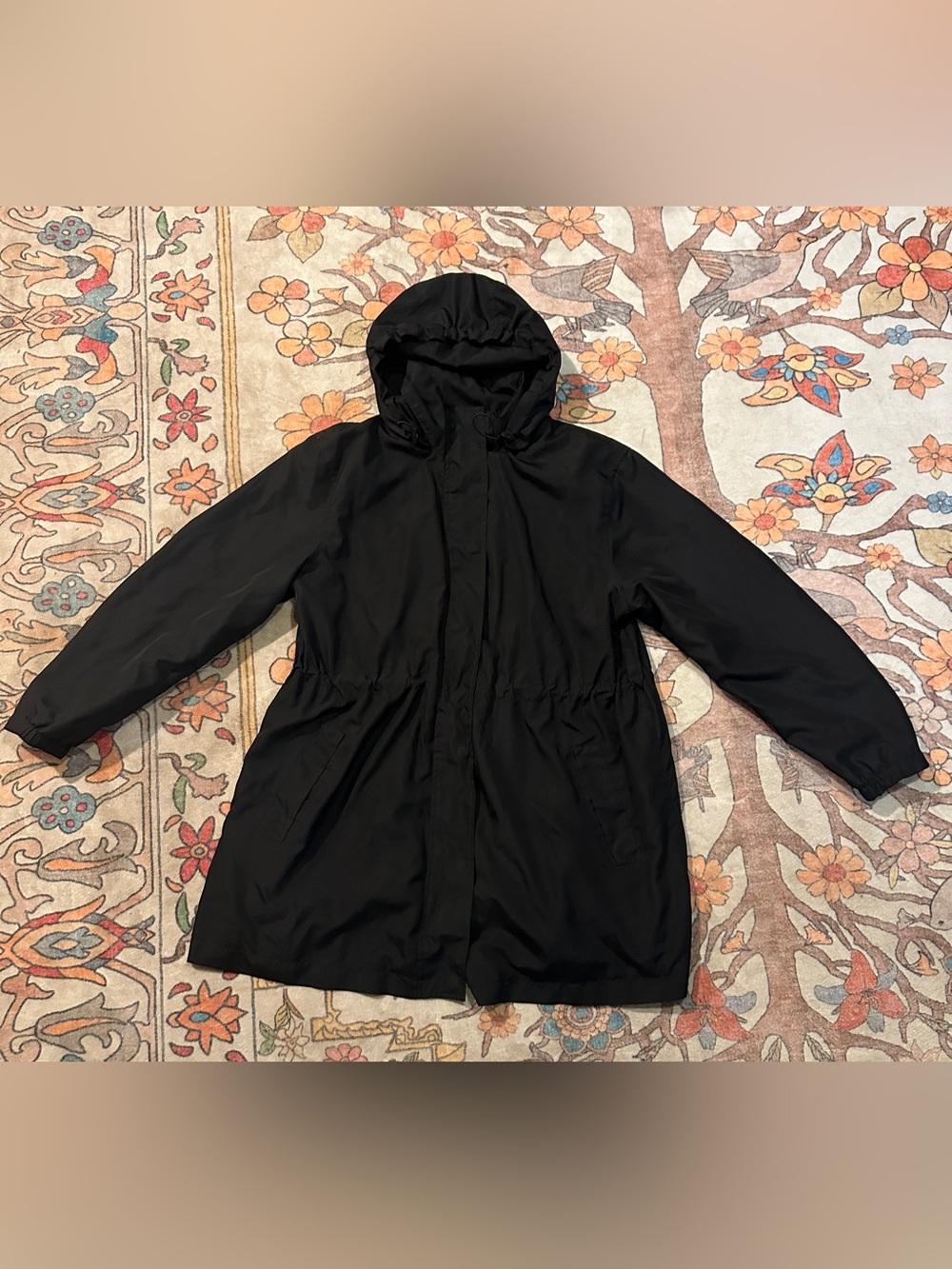 a new day Black Hooded Trench Coat